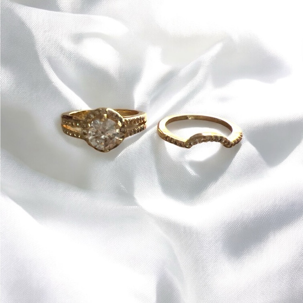 Elegant Gold Plated Women's Ring Set.Sz/8